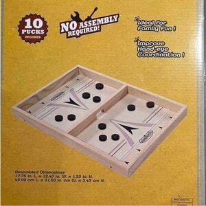 Fast-Paced Wooden Hockey Game with Black Pucks